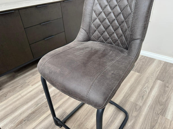 Baltimore Charcoal Grey Faux Leather Bar Stool Stylish Aesthetic Kitchen Chairs