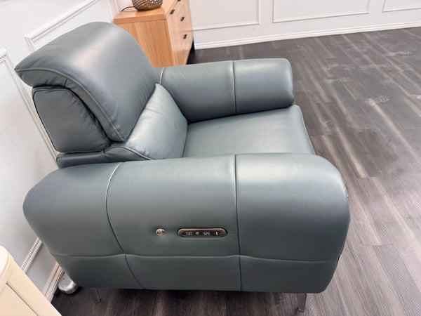 Vino Green Leather 3 & 1 Seater Power Recliner Power Headrest Sofa Set