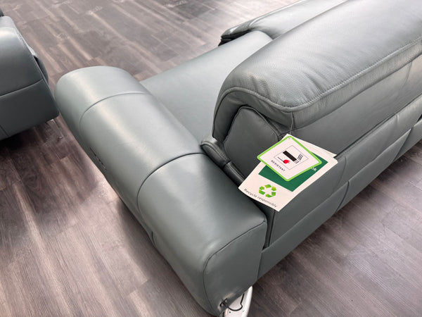 Vino Green Leather 3 & 1 Seater Power Recliner Power Headrest Sofa Set