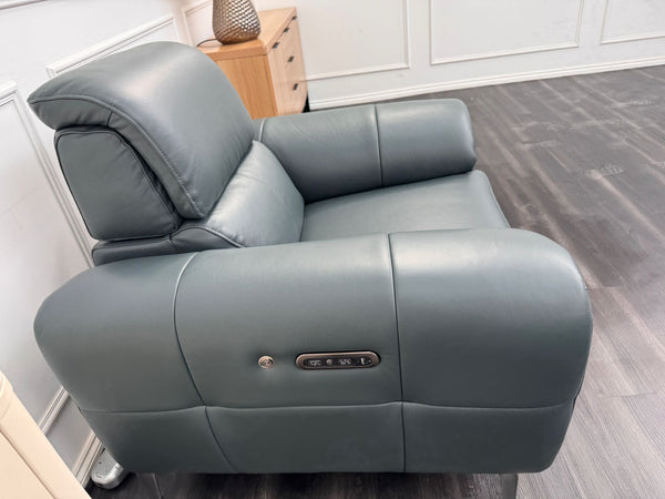 Vino Green Leather 3 & 1 Seater Power Recliner Power Headrest Sofa Set