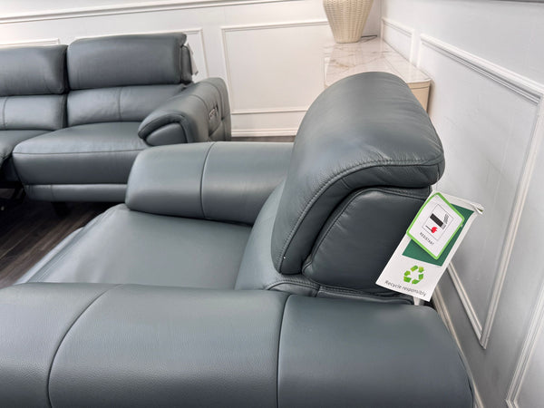 Vino Green Leather 3 & 1 Seater Power Recliner Power Headrest Sofa Set