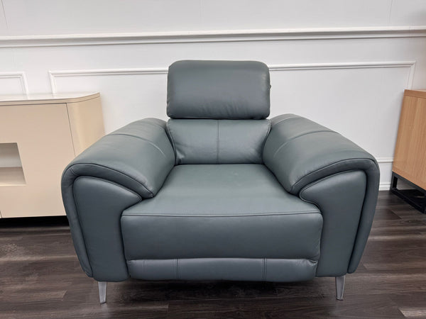 Vino Green Leather 3 & 1 Seater Power Recliner Power Headrest Sofa Set