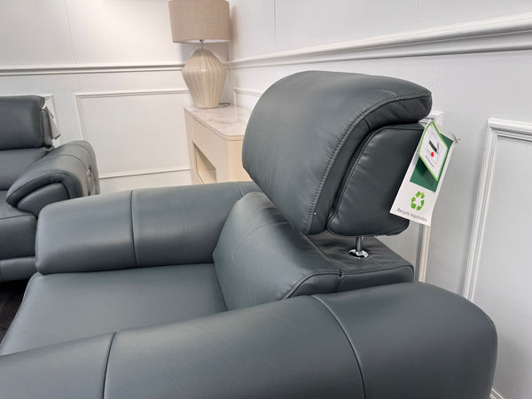 Vino Green Leather 3 & 1 Seater Power Recliner Power Headrest Sofa Set