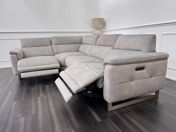Moet Grey Fabric Power Recliner Power Headrest Corner Sofa Set