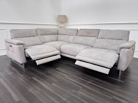 Moet Grey Fabric Power Recliner Power Headrest Corner Sofa Set