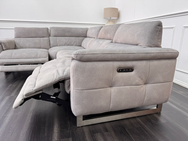 Moet Grey Fabric Power Recliner Power Headrest Corner Sofa Set