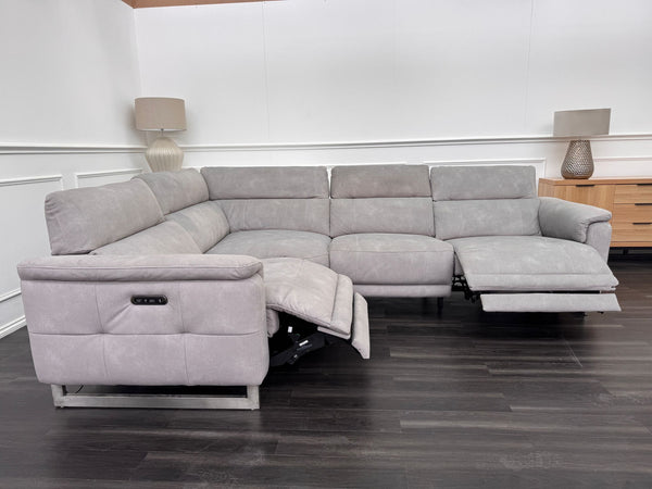 Moet Grey Fabric Power Recliner Power Headrest Corner Sofa Set