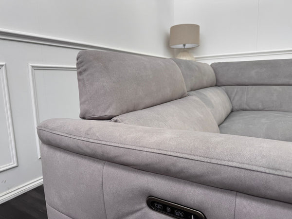 Moet Grey Fabric Power Recliner Power Headrest Corner Sofa Set