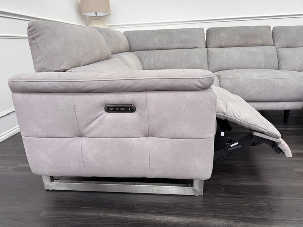 Moet Grey Fabric Power Recliner Power Headrest Corner Sofa Set