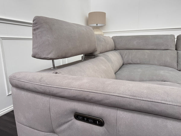 Moet Grey Fabric Power Recliner Power Headrest Corner Sofa Set