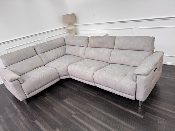Moet Grey Fabric Power Recliner Power Headrest Corner Sofa Set