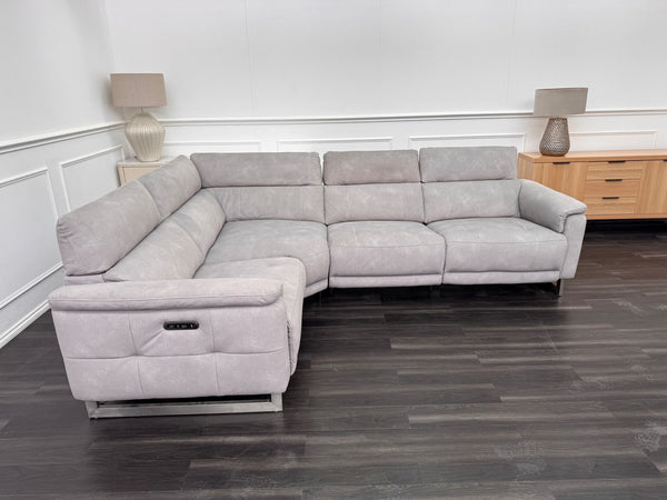 Moet Grey Fabric Power Recliner Power Headrest Corner Sofa Set