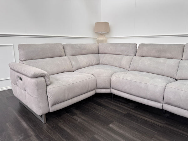 Moet Grey Fabric Power Recliner Power Headrest Corner Sofa Set