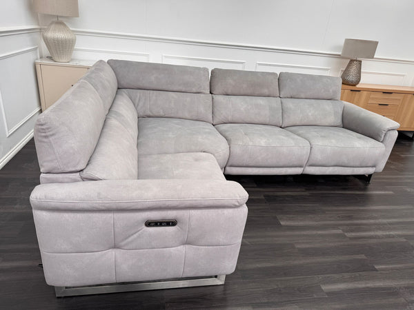 Moet Grey Fabric Power Recliner Power Headrest Corner Sofa Set