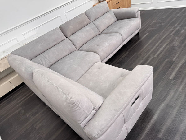 Moet Grey Fabric Power Recliner Power Headrest Corner Sofa Set
