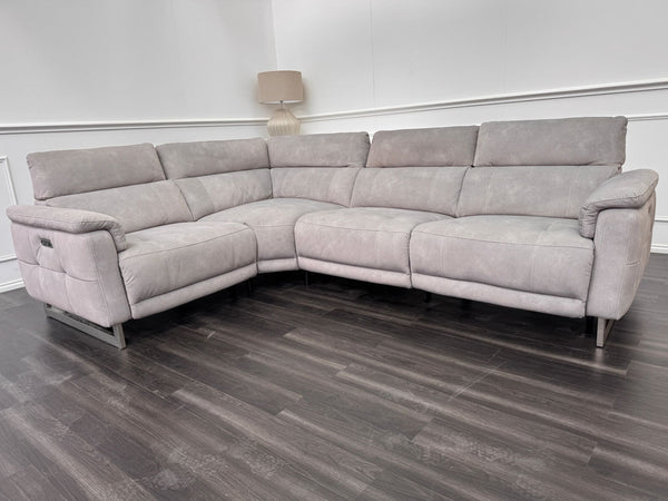 Moet Grey Fabric Power Recliner Power Headrest Corner Sofa Set