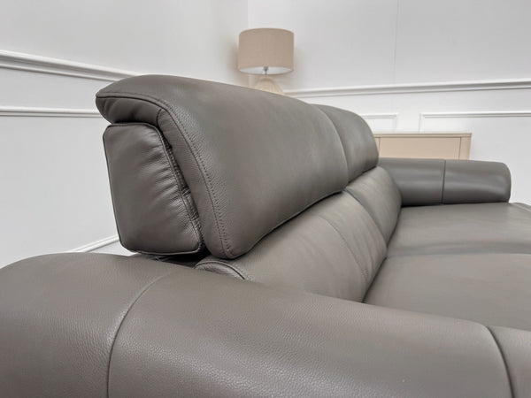 Vino Grey Leather Power Recliner Power Headrest Sofa Set