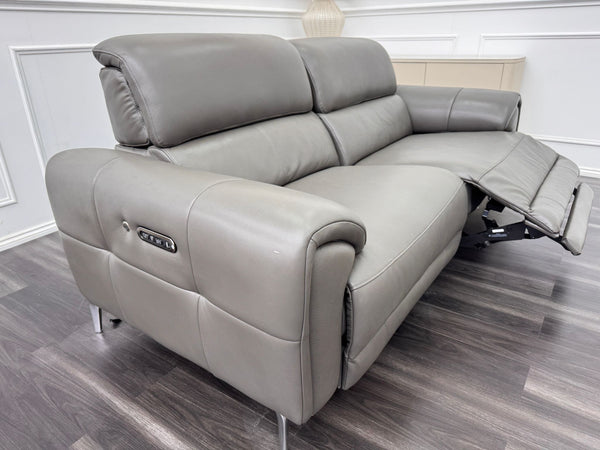 Vino Grey Leather Power Recliner Power Headrest Sofa Set