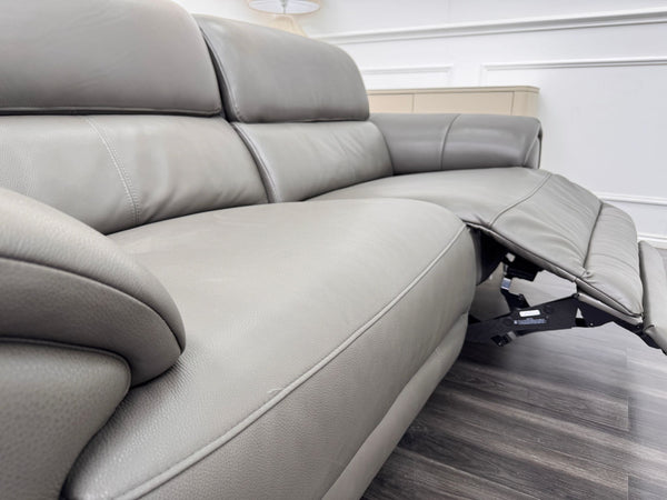 Vino Grey Leather Power Recliner Power Headrest Sofa Set