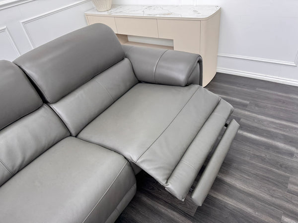 Vino Grey Leather Power Recliner Power Headrest Sofa Set