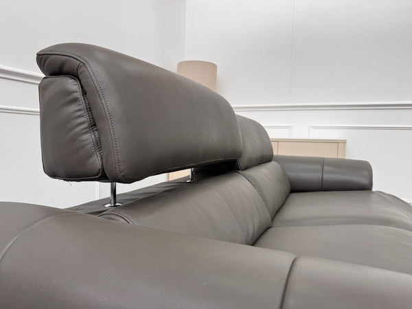 Vino Grey Leather Power Recliner Power Headrest Sofa Set