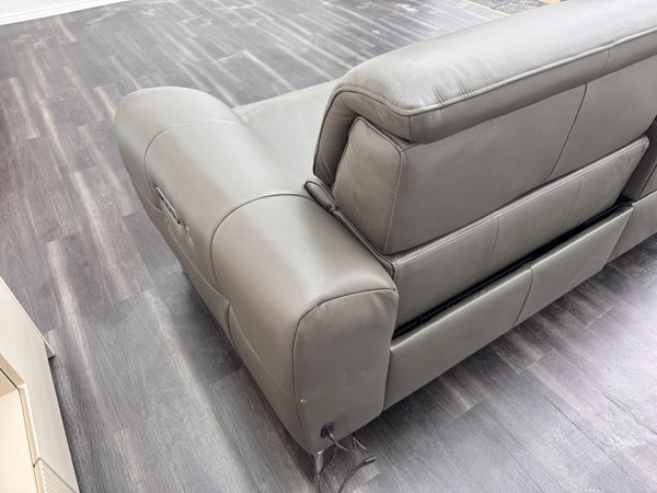 Vino Grey Leather Power Recliner Power Headrest Sofa Set