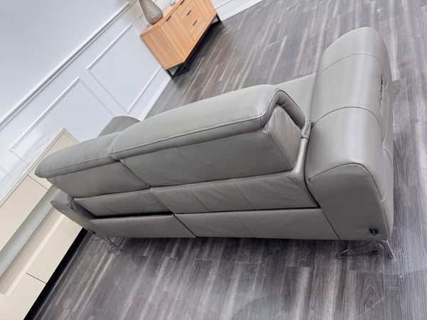 Vino Grey Leather Power Recliner Power Headrest Sofa Set
