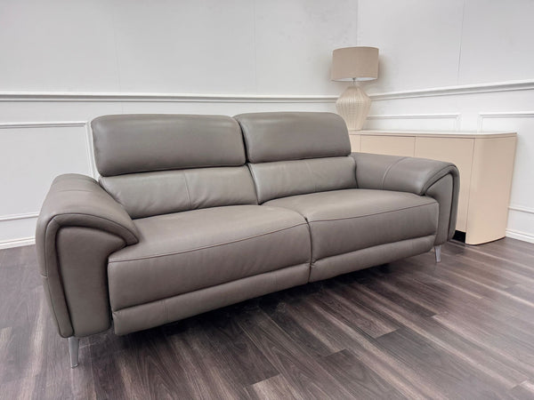 Vino Grey Leather Power Recliner Power Headrest Sofa Set