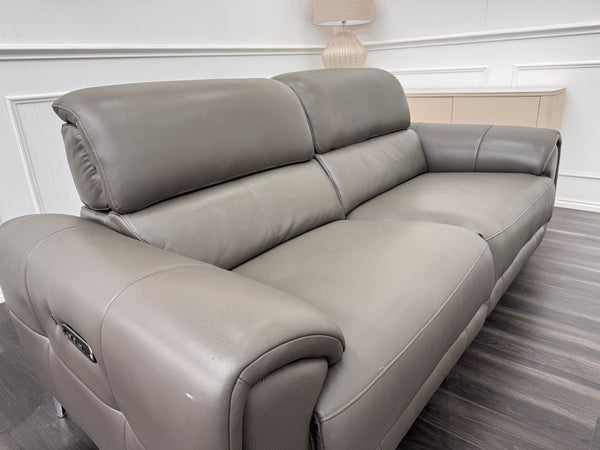 Vino Grey Leather Power Recliner Power Headrest Sofa Set