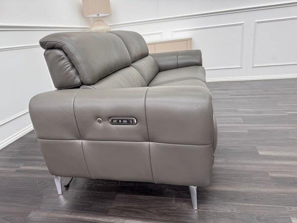 Vino Grey Leather Power Recliner Power Headrest Sofa Set
