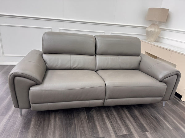 Vino Grey Leather Power Recliner Power Headrest Sofa Set