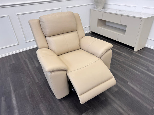 Utah Cream Leather Power Recliner Headrest & Lumbar Support Headrest