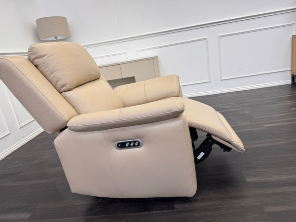Utah Cream Leather Power Recliner Headrest & Lumbar Support Headrest