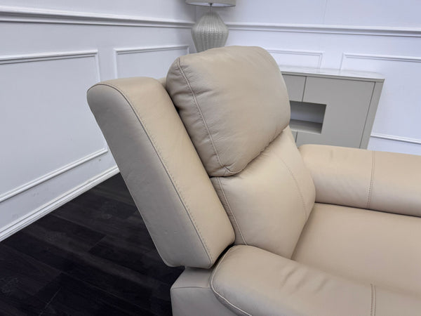 Utah Cream Leather Power Recliner Headrest & Lumbar Support Headrest