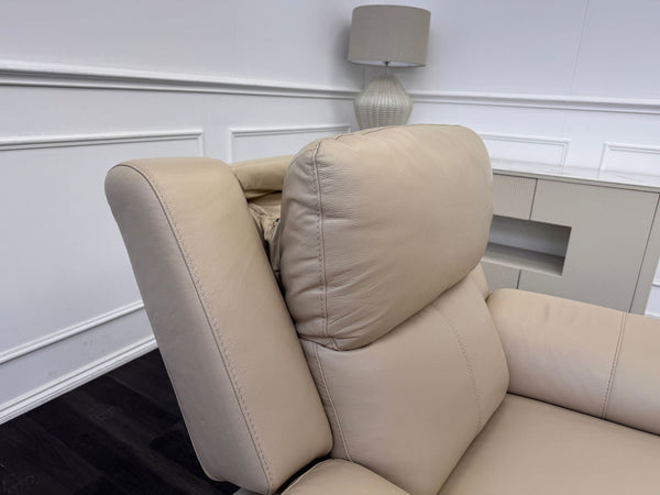 Utah Cream Leather Power Recliner Headrest & Lumbar Support Headrest