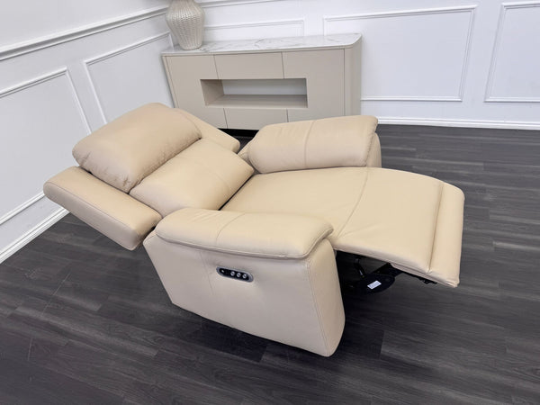 Utah Cream Leather Power Recliner Headrest & Lumbar Support Headrest
