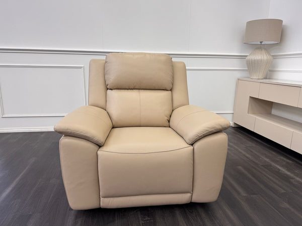 Utah Cream Leather Power Recliner Headrest & Lumbar Support Headrest