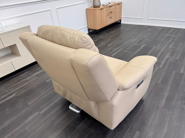 Utah Cream Leather Power Recliner Headrest & Lumbar Support Headrest