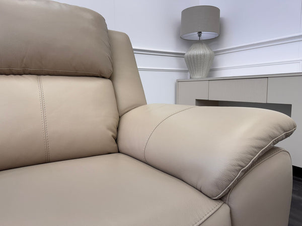 Utah Cream Leather Power Recliner Headrest & Lumbar Support Headrest