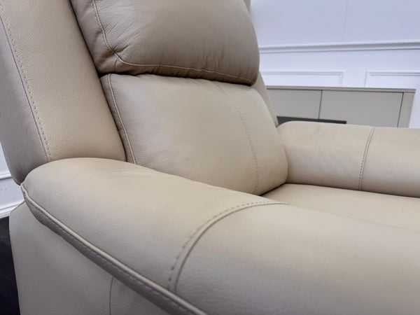 Utah Cream Leather Power Recliner Headrest & Lumbar Support Headrest