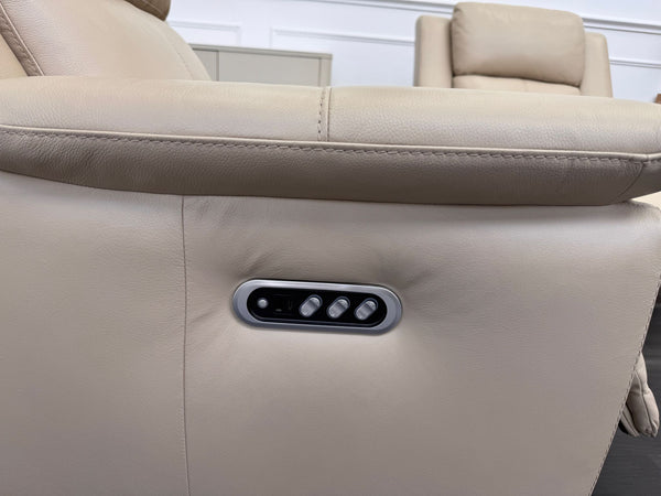 Pair of Utah Cream Leather Power Recliner Headrest & Lumbar Support Headrest