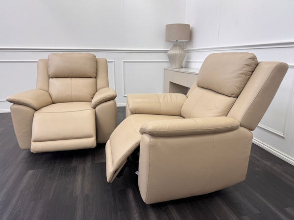 Pair of Utah Cream Leather Power Recliner Headrest & Lumbar Support Headrest