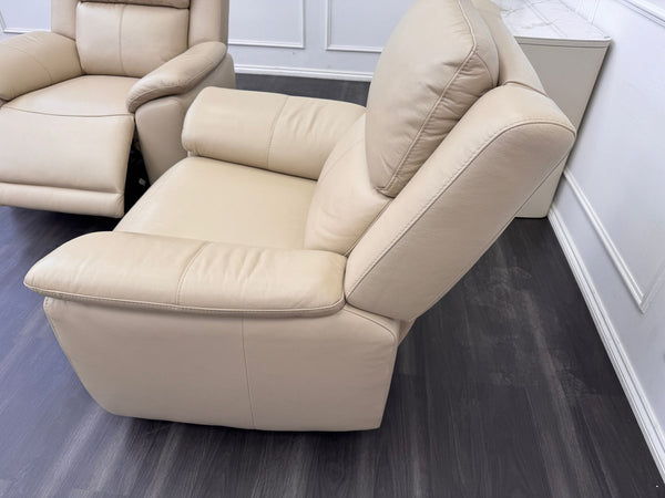 Pair of Utah Cream Leather Power Recliner Headrest & Lumbar Support Headrest