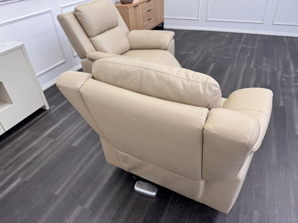 Pair of Utah Cream Leather Power Recliner Headrest & Lumbar Support Headrest
