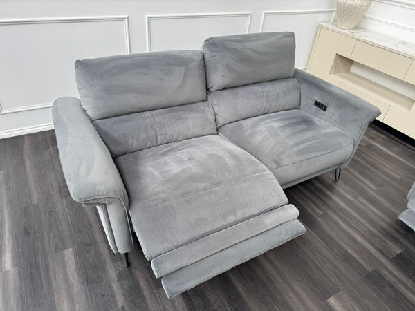 Domicil Huxley Grey Fabric 3 & 1 Power Recliner Headrest Sofa Set