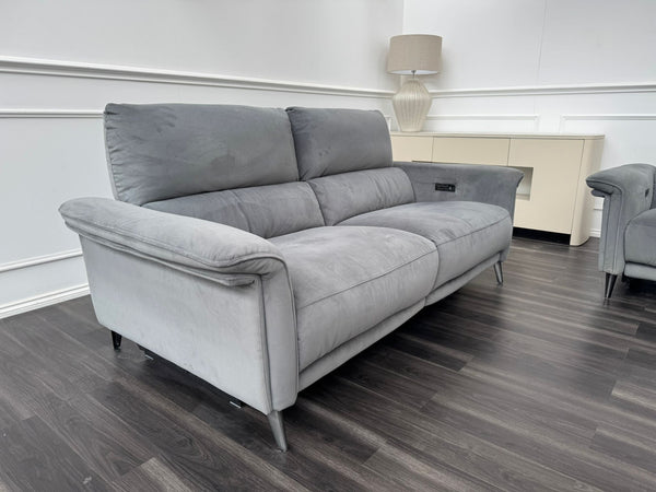Domicil Huxley Grey Fabric 3 & 1 Power Recliner Headrest Sofa Set