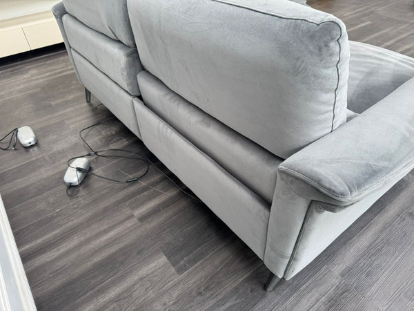 Domicil Huxley Grey Fabric 3 & 1 Power Recliner Headrest Sofa Set