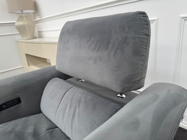 Domicil Huxley Grey Fabric 3 & 1 Power Recliner Headrest Sofa Set