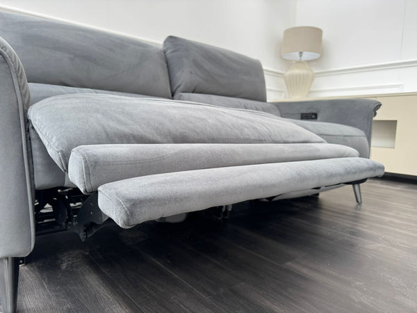 Domicil Huxley Grey Fabric 3 & 1 Power Recliner Headrest Sofa Set