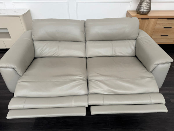 Odyssey Feather Grey Leather Power Recliner 3 & 3 Seater Sofa Set